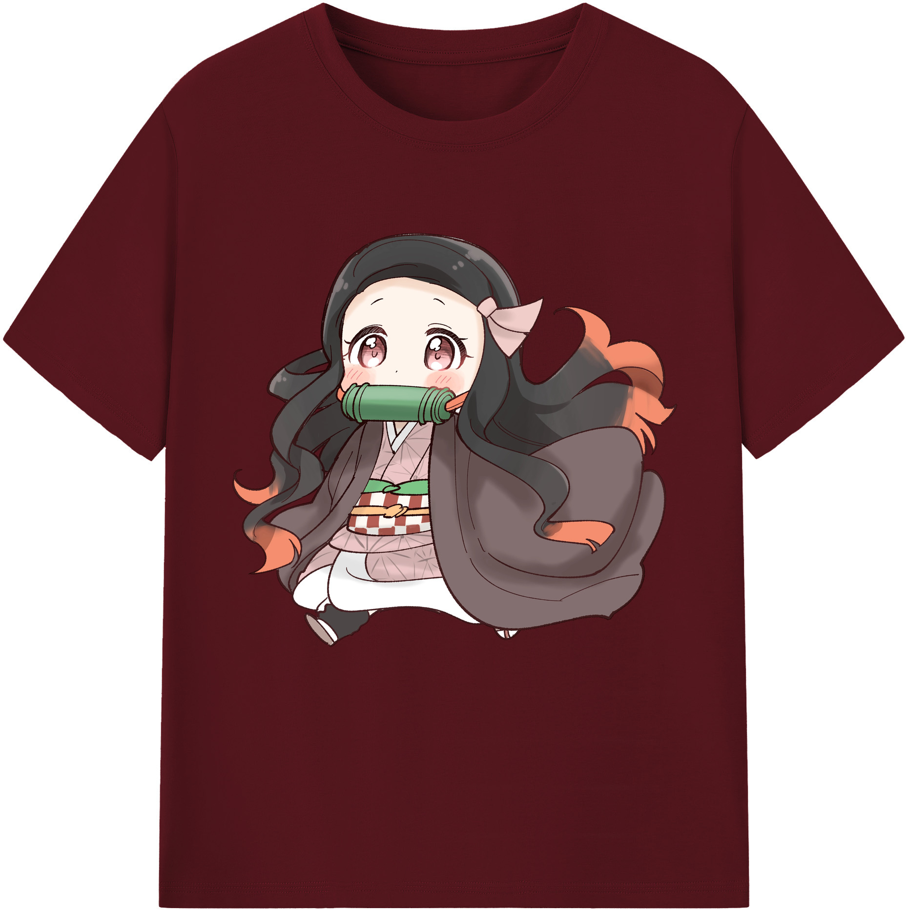 （画像用） 鬼滅の刃（きめつのやいば）竈門 禰󠄀豆子／かまど ねずこ Kamado Nezuko 綿100％半袖Tシャツ（フロントプリント）